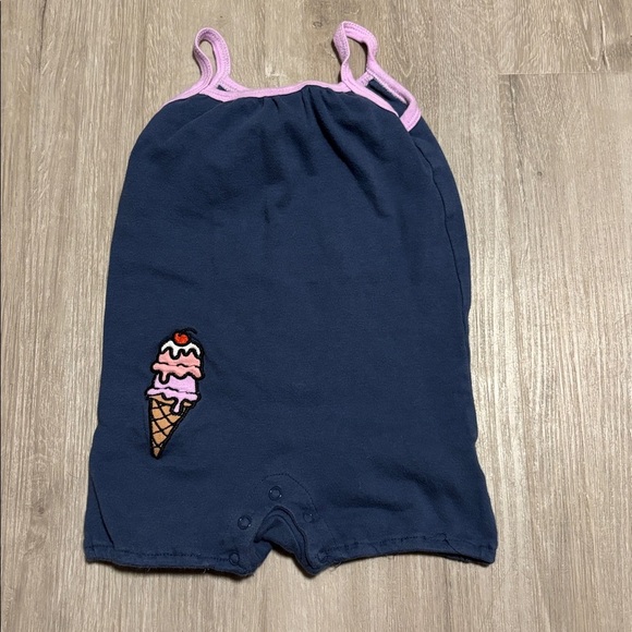 Navy Blue Romper with Ice Cream Patch - Picture 1 of 1